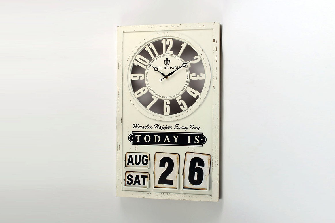Ceas decorativ de perete Paris, cu calendar magnetic