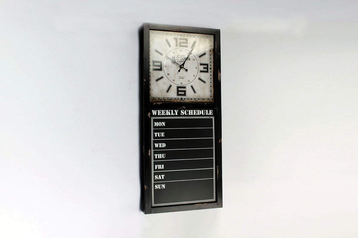Ceas decorativ de perete Office, cu tablita pentru notite